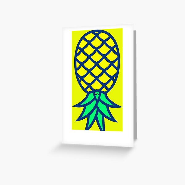 Upside Down Pineapple Swinger Symbol with Partners ID Swinger Logo, Swinger Pendant Greeting Card