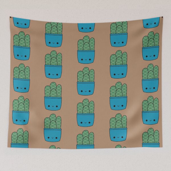 Item preview, Cute Kawaii Cactus In Blue Pot designed and sold by KawaiiByDice.