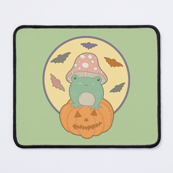 Item preview, Cute Halloween Cottagecore Frog & Full Moon Bats designed and sold by GrimButterfly.