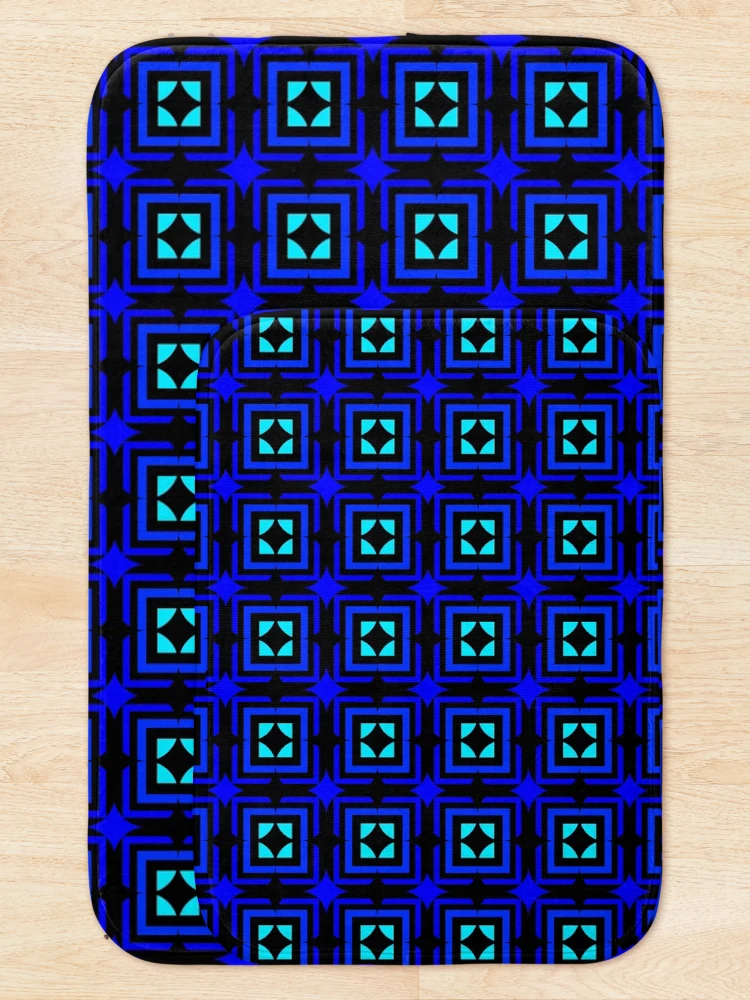 Thumbnail 5 of 6, Bath Mat, Geometric Patterns With Blue Color designed and sold by ClassyPatterns.