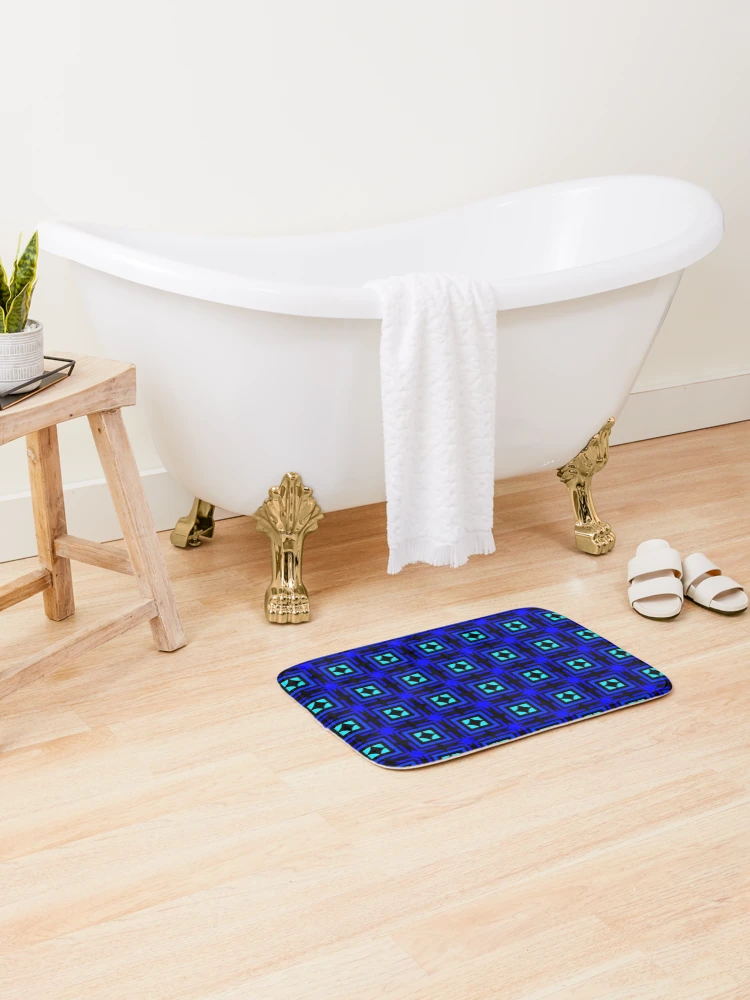 Thumbnail 2 of 6, Bath Mat, Geometric Patterns With Blue Color designed and sold by ClassyPatterns.