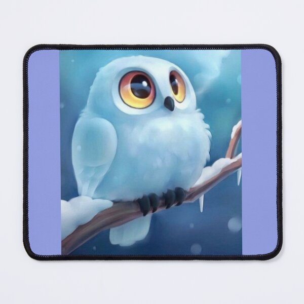 Item preview, Snow White Winter Big Eye Owl Blue designed and sold by Rowena Jones.