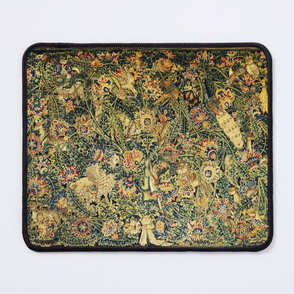 Item preview, LARGE LEAVES ,VERDURE,WILD ANIMALS, GRIFFIN, LION ,DEER ,PEACOCK Antique Floral Tapestry designed and sold by BulganLumini.