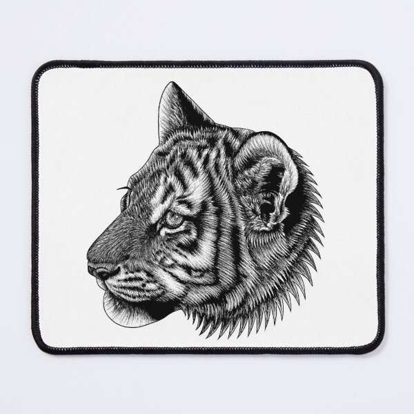 Item preview, Amur tiger cub - big cat - ink illustration designed and sold by LorenDowding.