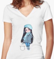 Kekita invierno Women's Fitted V-Neck T-Shirt