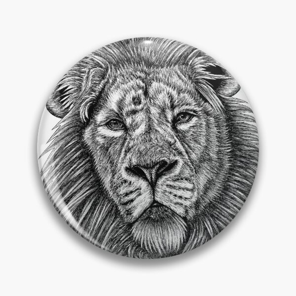 Item preview, Asiatic lion - big cat - ink illustration designed and sold by LorenDowding.