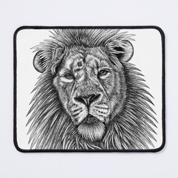 Item preview, Asiatic lion - big cat - ink illustration designed and sold by LorenDowding.