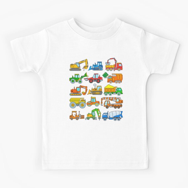 Construction Vehicles Construction Machinery Excavator Trucks Kids T-Shirt