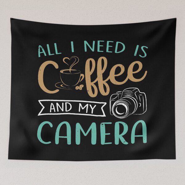 Item preview, All I Need Is Coffee And My Camera- Cool Funny Distressed Tee Design For Coffe Lovers designed and sold by Prince - Bestseller ★★★★★.