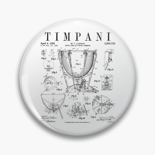 Item preview, Timpani Kettle Drum Vintage Patent Timpanist Drawing Print designed and sold by GrandeDuc.