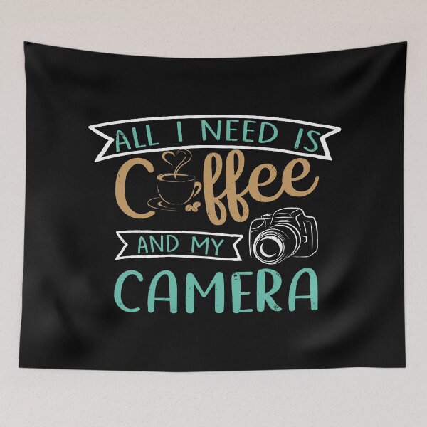 Item preview, All I Need Is Coffee And My Camera - Cool Funny Distressed Tee Design For Coffe Lovers designed and sold by Prince - Bestseller ★★★★★.