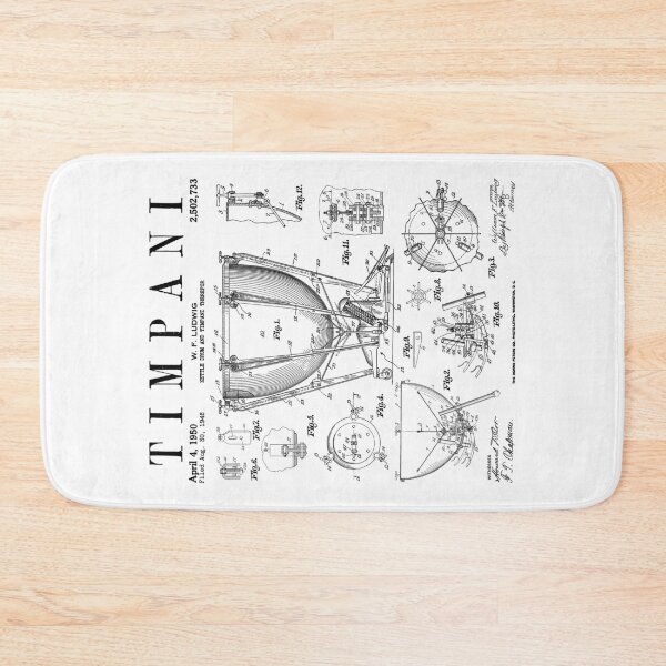 Item preview, Timpani Kettle Drum Vintage Patent Timpanist Drawing Print designed and sold by GrandeDuc.