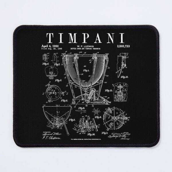 Item preview, Timpani Kettle Drum Vintage Patent Timpanist Drawing Print designed and sold by GrandeDuc.