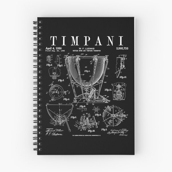 Item preview, Timpani Kettle Drum Vintage Patent Timpanist Drawing Print designed and sold by GrandeDuc.