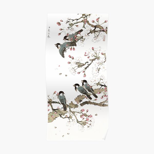 China Bird and flower painting Chinese art Chinese painting, bird background, birds perched on a tree Poster