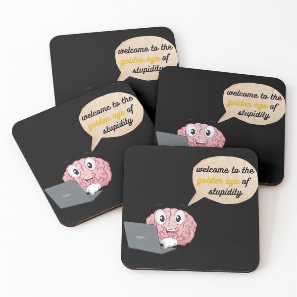 Item preview, Welcome To The Golden Age Of Stupidity Brain Sitting On A Laptop In Black designed and sold by LuckyKermit.
