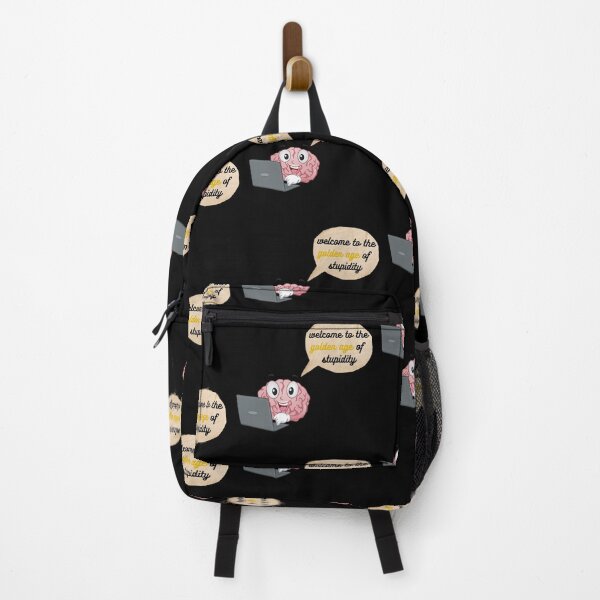 Item preview, Welcome To The Golden Age Of Stupidity Brain Sitting On A Laptop In Black designed and sold by LuckyKermit.
