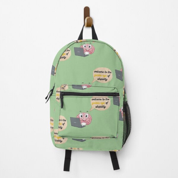 Item preview, Welcome To The Golden Age Of Stupidity Brain Sitting On A Laptop In Light Green designed and sold by LuckyKermit.