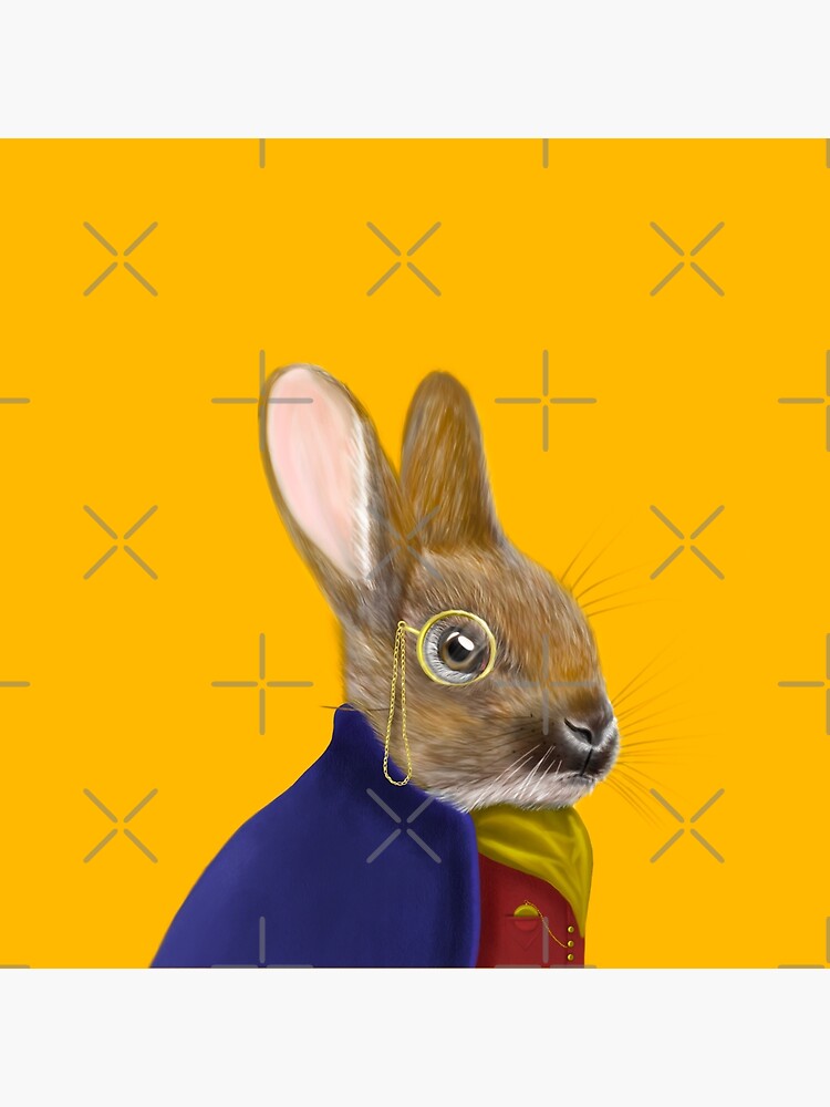 "Victorian Dressed Rabbit with monocle Golden " Poster for Sale by