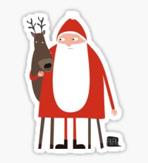 Santa and his reindeer / Weihnachtsmann mit Rentier Sticker