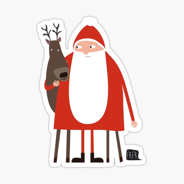 Santa and his reindeer / Weihnachtsmann mit Rentier Sticker