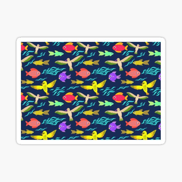 Fishes and Birds Love Sticker