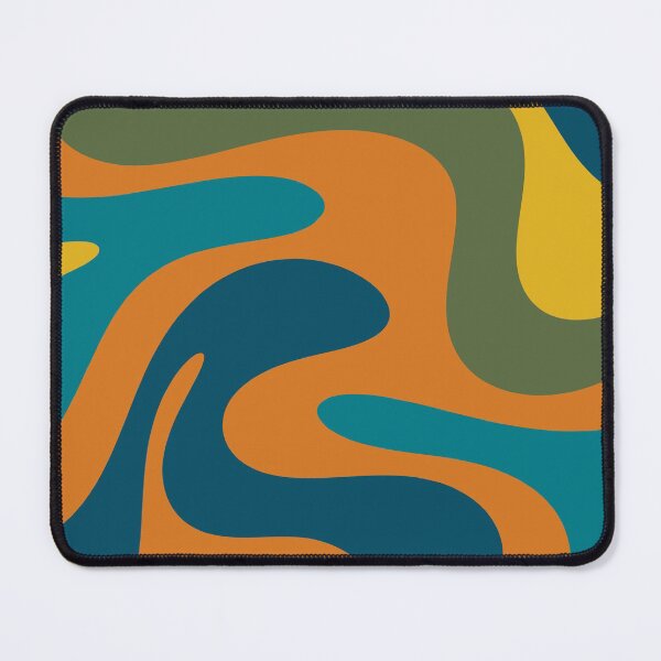 Item preview, Swirly Retro Modern Abstract in Moroccan Teal Blue Olive Green Mustard Orange designed and sold by kierkegaard.