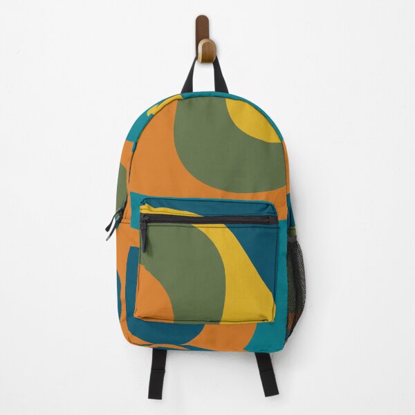 Item preview, Swirly Retro Modern Abstract in Moroccan Teal Blue Olive Green Mustard Orange designed and sold by kierkegaard.