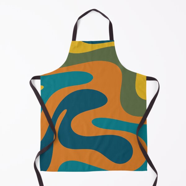 Item preview, Swirly Retro Modern Abstract in Moroccan Teal Blue Olive Green Mustard Orange  designed and sold by kierkegaard.