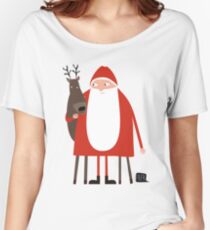 Santa and his reindeer / Weihnachtsmann mit Rentier Women's Relaxed Fit T-Shirt