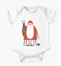 Santa and his reindeer / Weihnachtsmann mit Rentier Baby Body Kurzarm