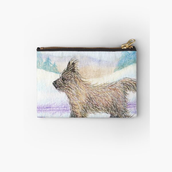 Item preview, Cairn terrier dog ice skating in snowy landscape designed and sold by SusanAlisonArt.