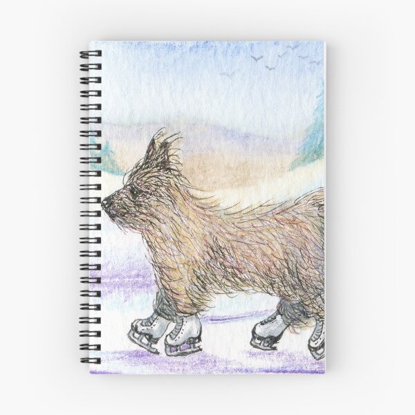 Item preview, Cairn terrier dog ice skating in snowy landscape designed and sold by SusanAlisonArt.