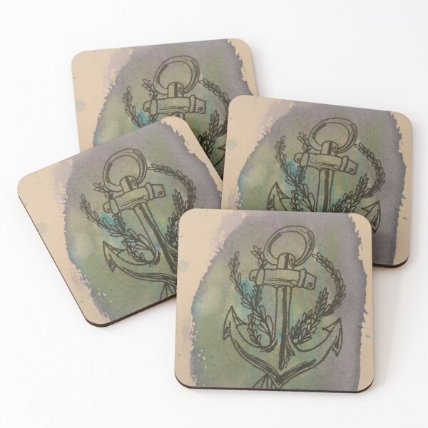 Item preview, Anchor with lavender on a field if blue designed and sold by Chisai Tori.