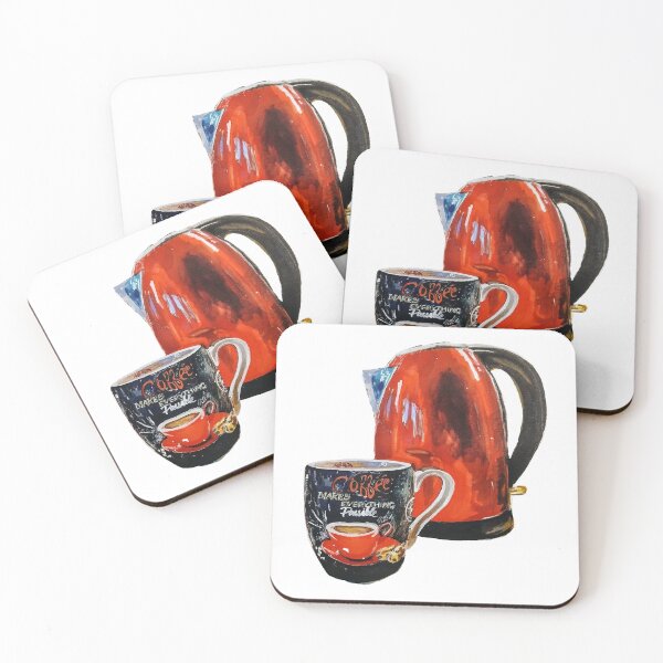Item preview, Coffee Mug & Red Kettle designed and sold by LornaBowdenART.