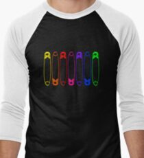 Rainbow Safety Pins Men's Baseball ¾ T-Shirt