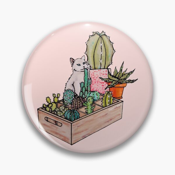 Item preview, Watercolor Cat with a box of cacti designed and sold by Jessfm.