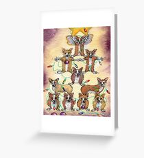 Corgi dogs make up a fur tree for Christmas Greeting Card