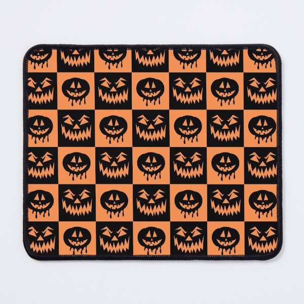 Item preview, Checkered Orange and black pumpkin scary face Pattern | Halloween Cute and spooky face Pattern | Halloween decor and gifts designed and sold by Violet Treasures.