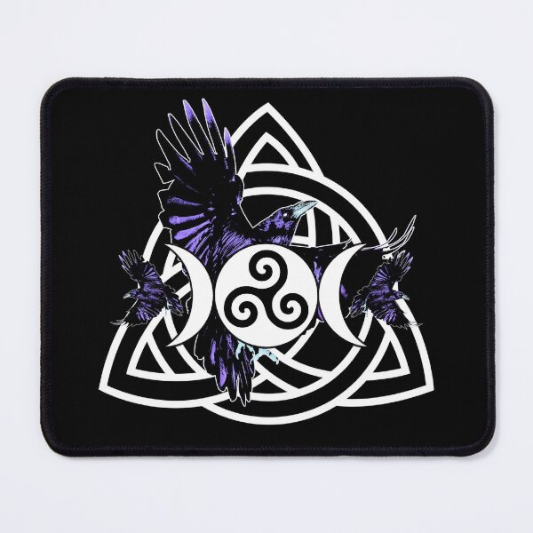 Item preview, The Morrigan Triple Goddess Raven - Witches Triple Moon with Triquetra Celtic Knot and Triskelion designed and sold by Occult Designs.