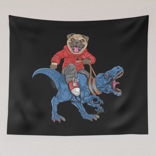 Item preview, Pug dog Puppy Riding a Dinosaur designed and sold by StarcyWol.