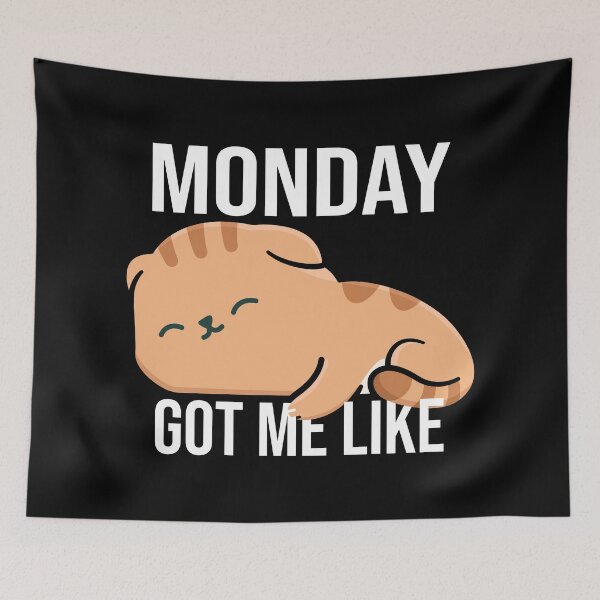 Item preview, Monday Got Me Like cute sleepy cat designed and sold by joy4shirt.