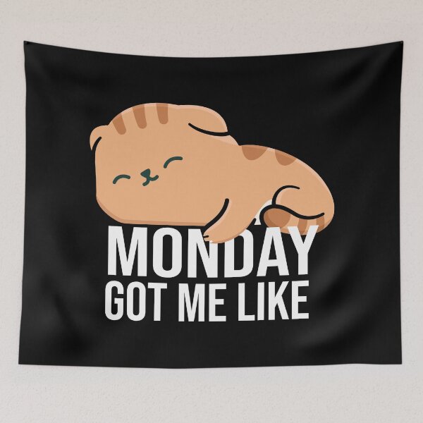 Item preview, Monday Got Me Like cute sleepy cat designed and sold by joy4shirt.