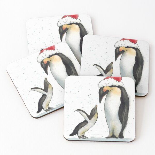 Item preview, A mother penguin with Santa hat and young penguin designed and sold by Fiona MacKay.