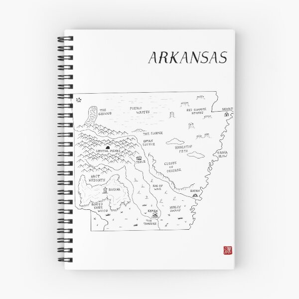 Item preview, Arkansas as a fantasy map - black and white designed and sold by aldayuan.