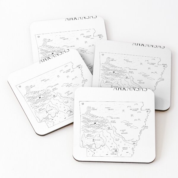 Item preview, Arkansas as a fantasy map - black and white designed and sold by aldayuan.