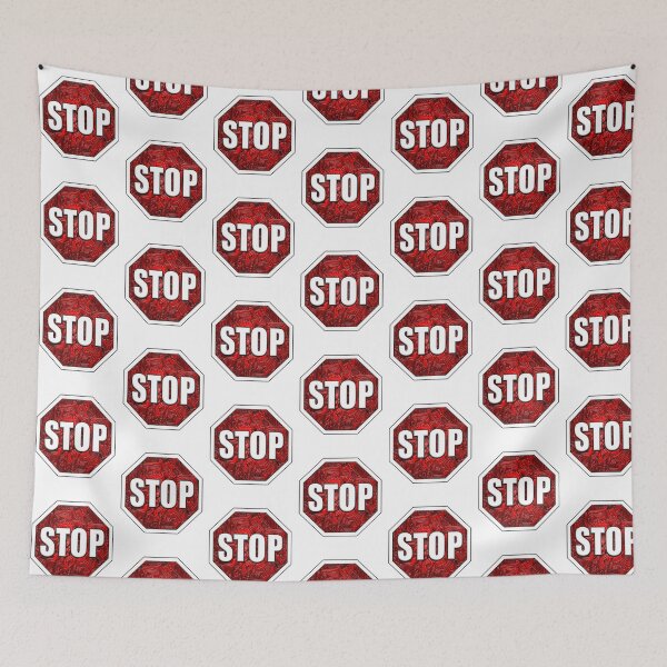 Item preview, STOP Sign Octagon Bold Beveled Artistic Zen Doodle RED WHITE designed and sold by DooodleGod.