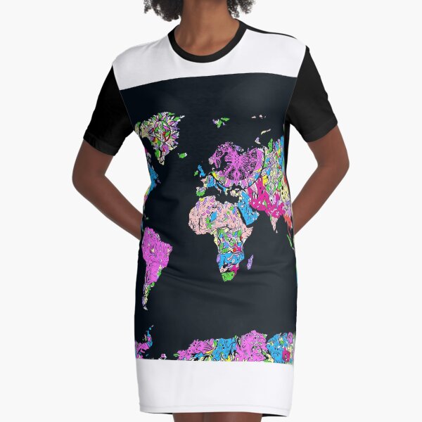 world map Graphic T-Shirt Dress