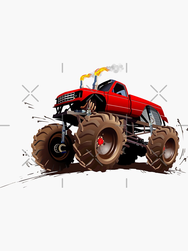 Cartoon Monster Truck Sticker for Sale by Mechanick