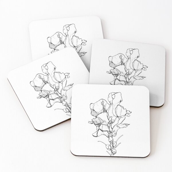 Item preview, Snapdragon Botanical Illustration | Black Line | White Fill designed and sold by RedolentPress.